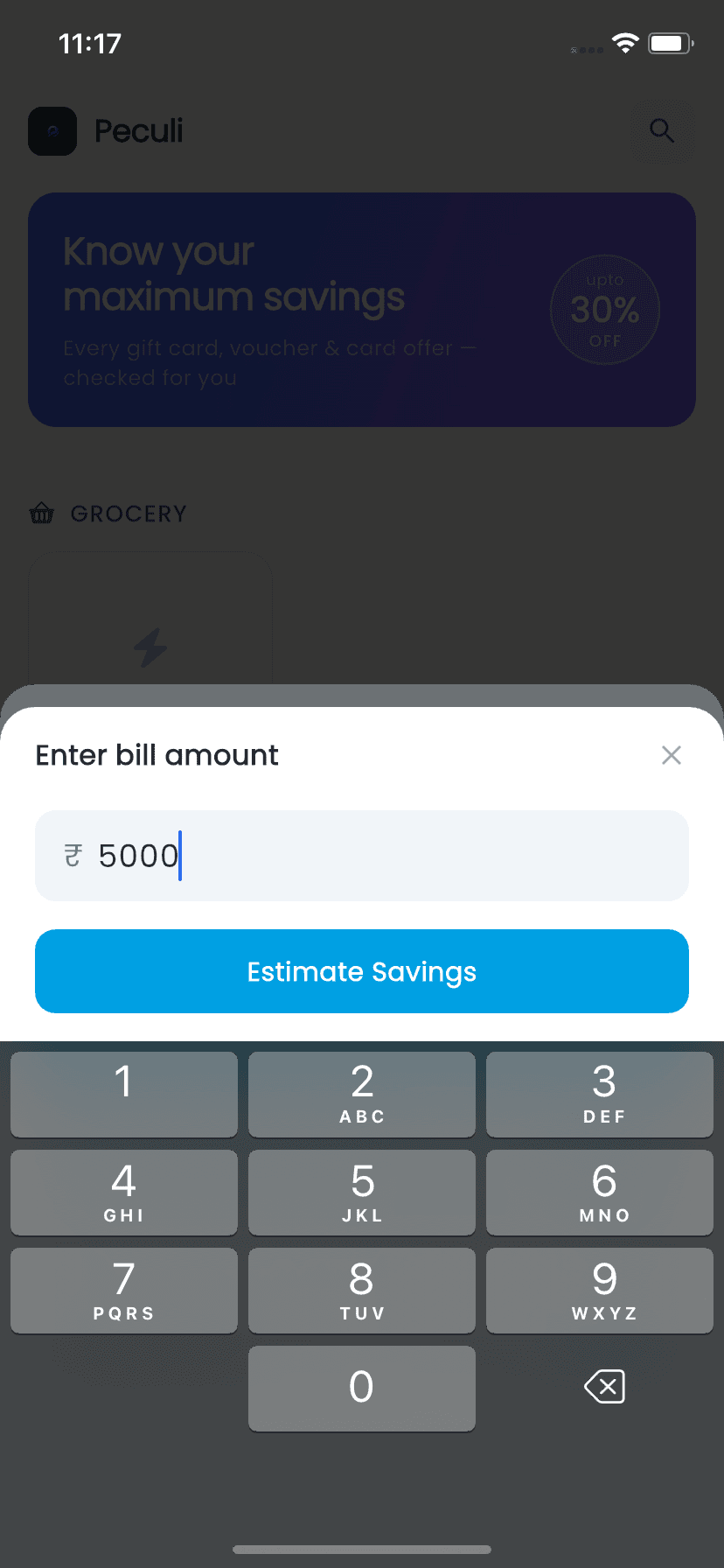 Enter the bill amount.